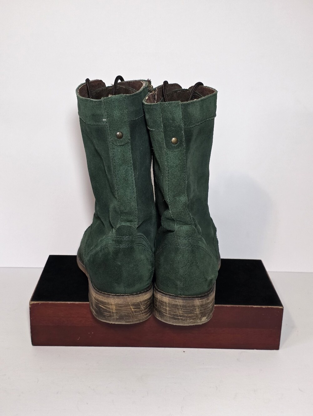 Skechers Womens 9 Green Suede Lace Up Side Zip Tall Combat Boots Cap Toe 48360 - Picture 10 of 15